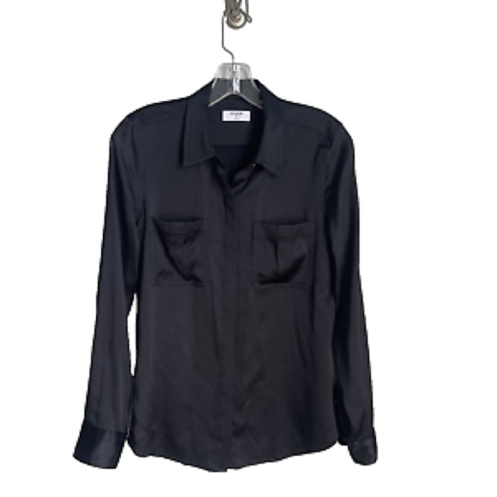 UNTUCKit Carlina Eco Friendly Stretch Silk Button-Up Blouse (Black) size 0 NWT
